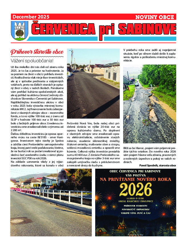 Noviny obce z roku 2025
