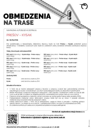 Výluka Prešov - Kysak 