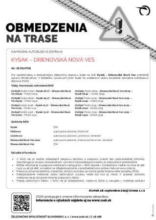 Výluka Kysak - Drienovská Nová Ves 
