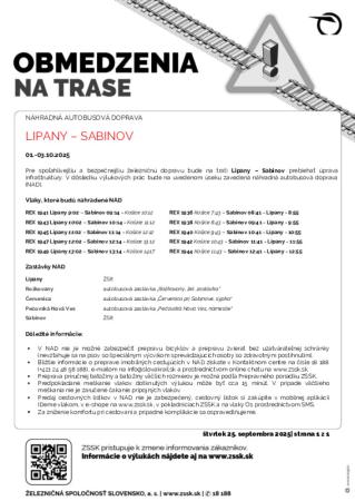 Výluka Lipany - Sabinov 