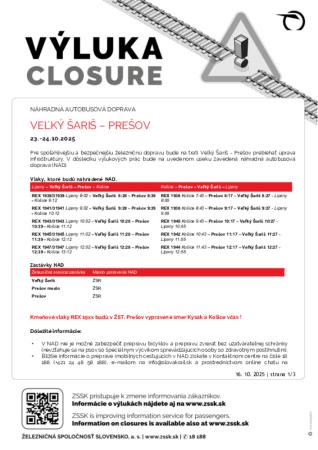 Výluka Prešov - Veľký Šariš