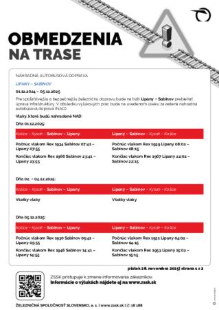 Výluka Lipany - Sabinov 