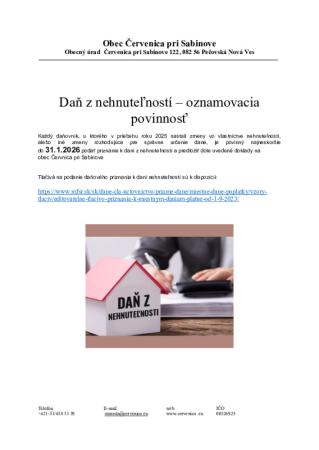 Oznam - daňové priznanie